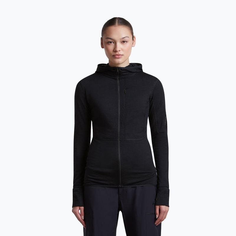 Dámská trekingová mikina Icebreaker Merino 200 Realfleece Descender Half Zip Hoodie black