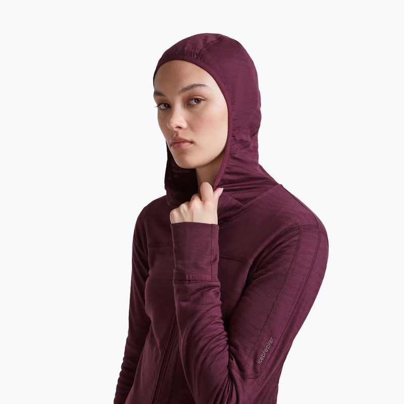 Dámská trekingová mikina Icebreaker Merino 300 Realfleece Descender Zip Hoodie dark berry 5