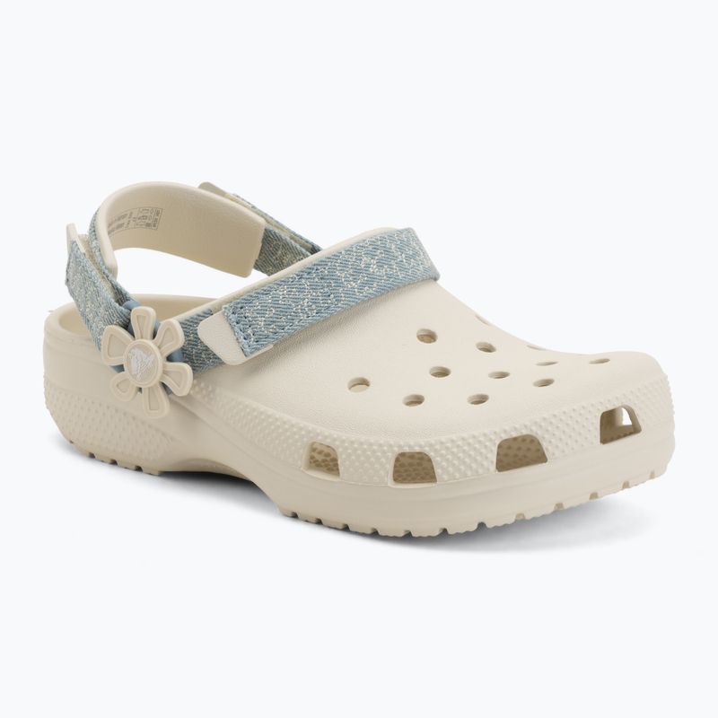 Dětské nazouváky Crocs Classic Denim Flower Adjustment Backstrap summit white 2