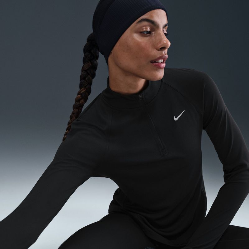 Dámské běžecké tričko s dlouhým rukávem Nike Tempo Swoosh Run Dri-Fit 1/4-Zip black/white 4