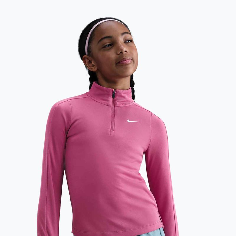 Dětské tréninkové tričko Longsleeve Nike Dri-Fit 1/4 Zip sweet beet/white 4