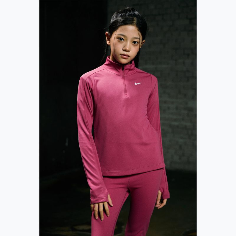 Dětské tréninkové tričko Longsleeve Nike Dri-Fit 1/4 Zip sweet beet/white 11