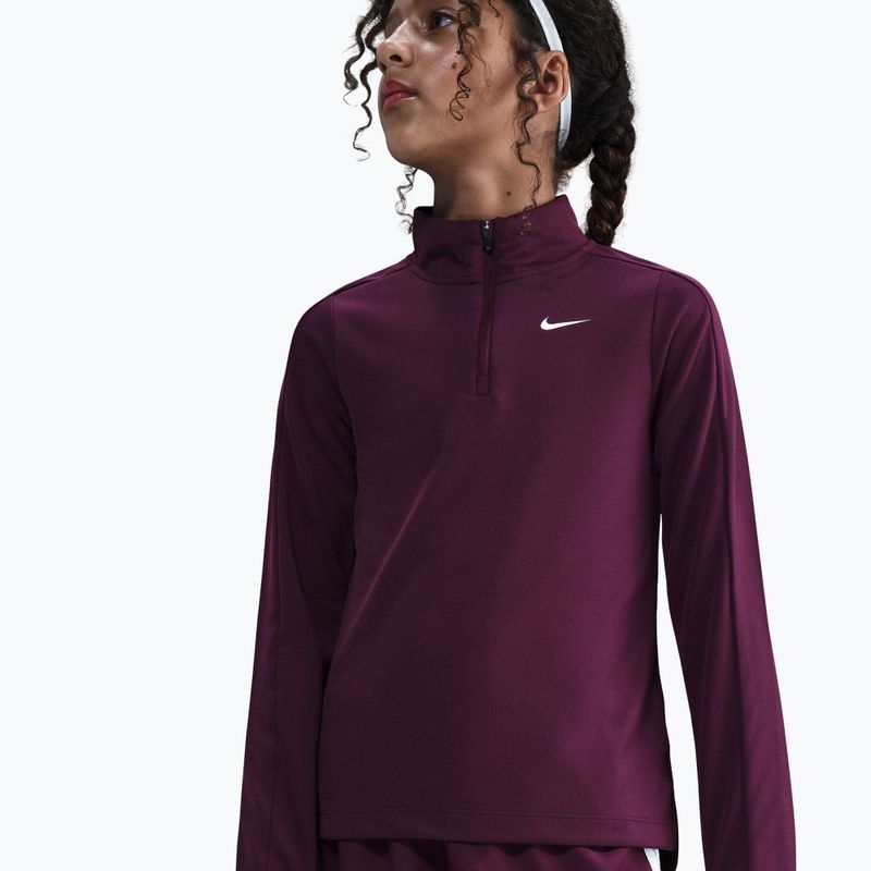 Dětské tréninkové tričko Longsleeve Nike Dri-Fit 1/4 Zip bordeaux/white 4