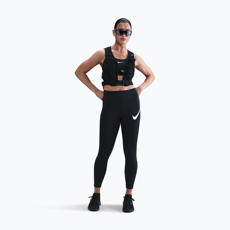 Dámské běžecké legíny Nike Tempo Swoosh Run High-Waisted 7/8 black/white 2