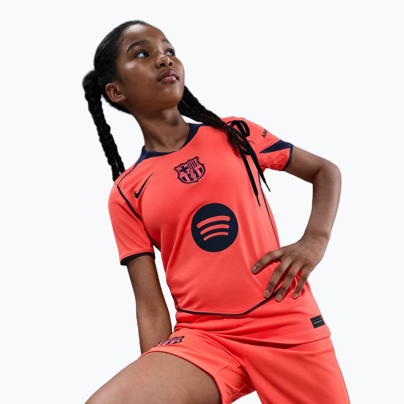 Dětský fotbalový dres Nike FC Barcelona 2025/26 Stadium Third Jr bright mango/midnight navy/midnight navy 6