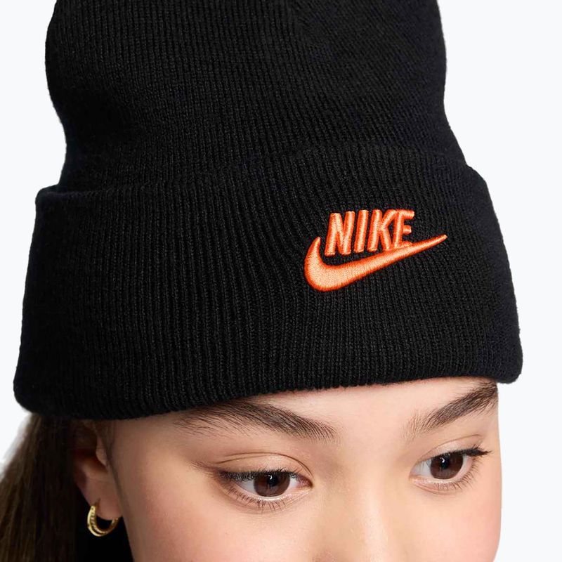 Dětská zimní čepice Nike Peak black/safety orange 5
