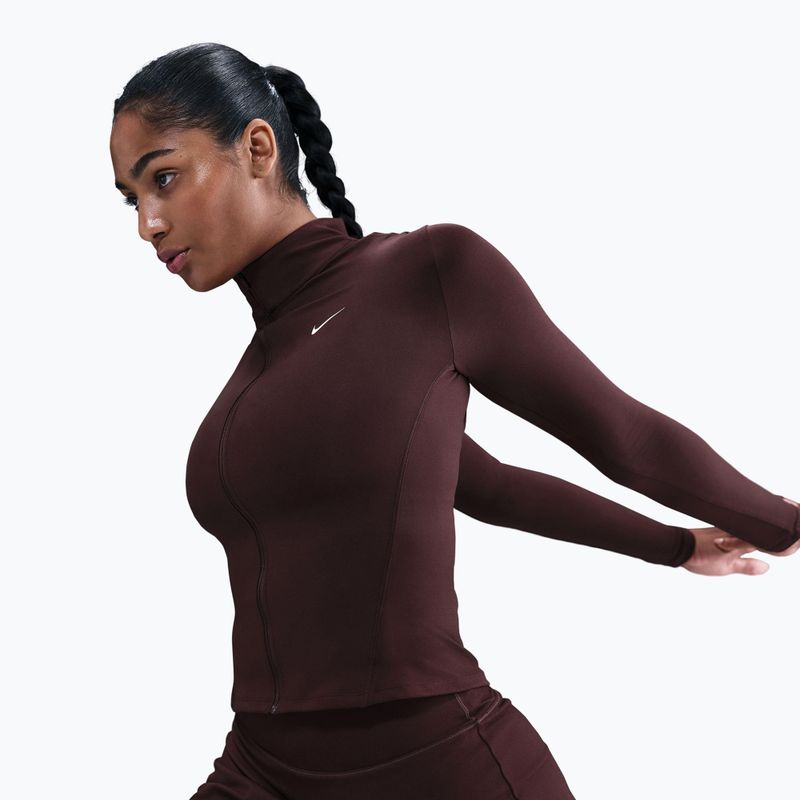 Dámská tréninková mikina Nike One Fitted Dri-Fit Full-Zip burgundy crush/white 4