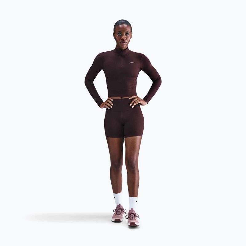 Dámské tričko s dlouhým rukávem Nike One Fitted Dri-Fit 1/4 Zip Mid Layer burgundy crush/white 2
