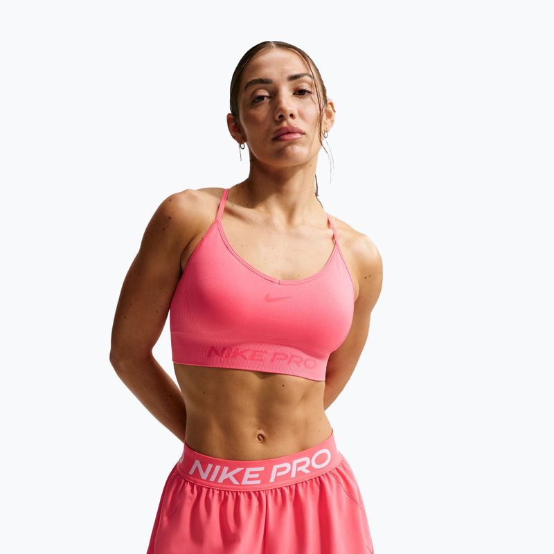 Dámské tréninkové šortky Nike Pro Dri-Fit Mid-Rise Brief-Lined 3" sea coral/white 4