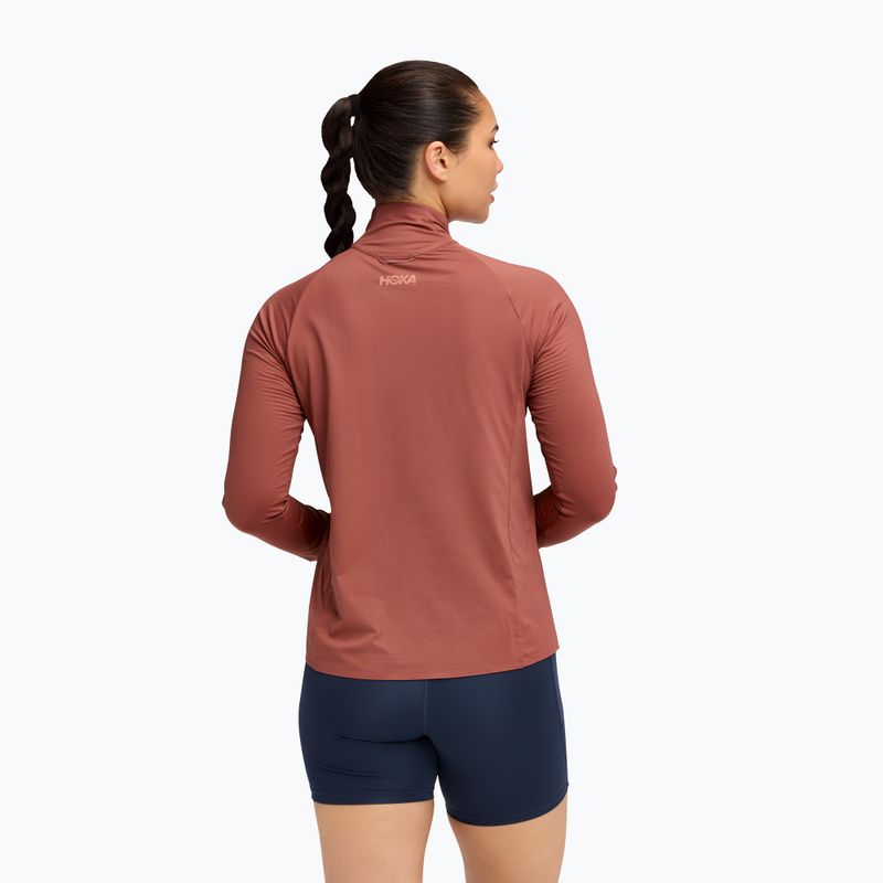 Dámská běžecká mikina HOKA GlideTech Quarter Zip rouge 3