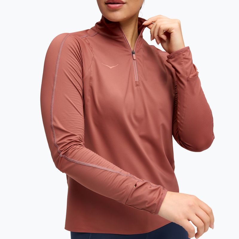 Dámská běžecká mikina HOKA GlideTech Quarter Zip rouge 4
