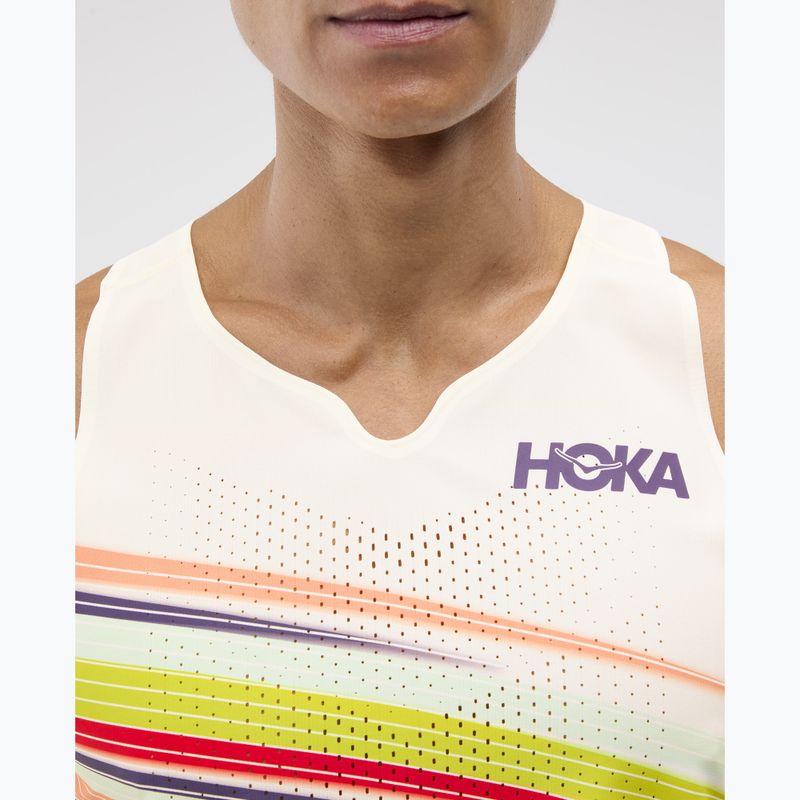 Pánské běžecké tričko HOKA Race Day Singlet alabaster flare 4