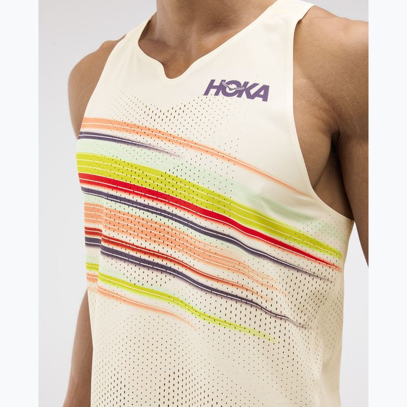 Pánské běžecké tričko HOKA Race Day Singlet alabaster flare 6