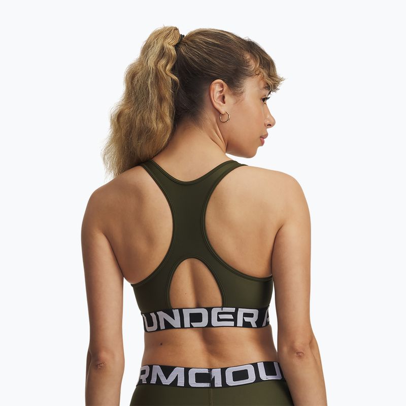 Tréninková podprsenka Under Armour HG Authentics Mid Branded expedition green/white 2