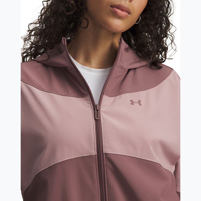 Dámská bunda Under Armour Rival Woven Hoody maroon mist tourmaline pink/maroon mist 3