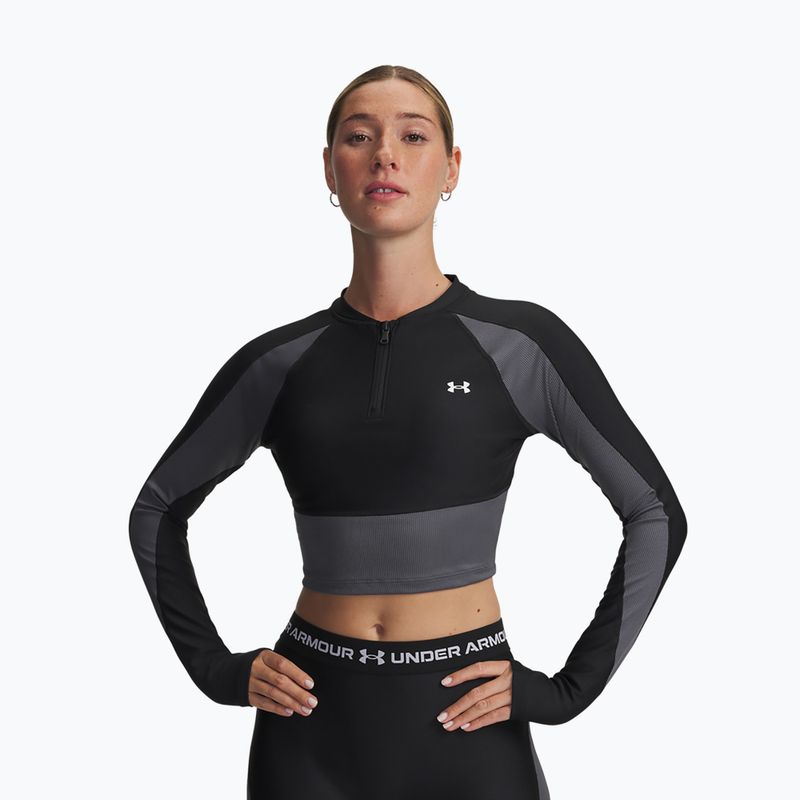 Dámské tréninkové tričko Longsleeve Under Armour HeatGear Rib 1/4 Zip black/castlerock/white
