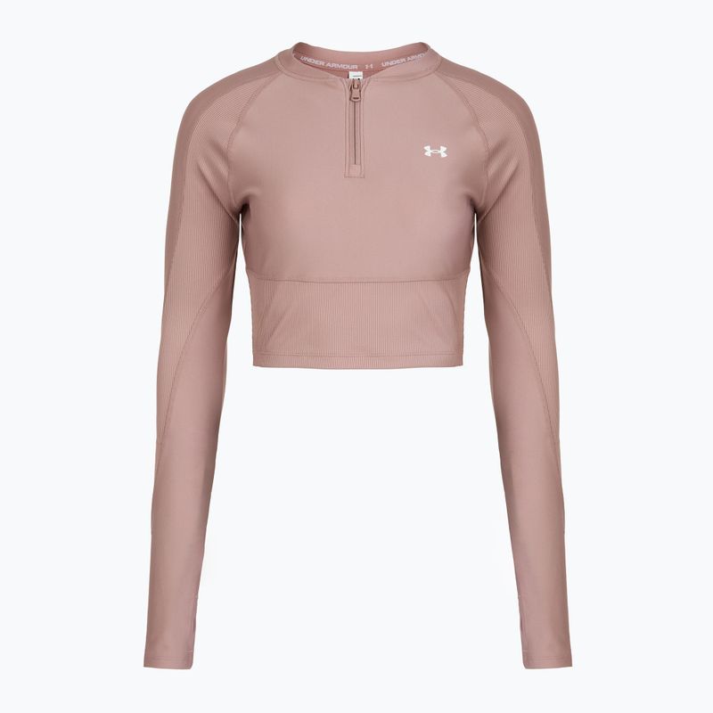 Dámské tréninkové tričko Longsleeve Under Armour HeatGear Rib 1/4 Zip tourmaline pink/tourmaline pink/white