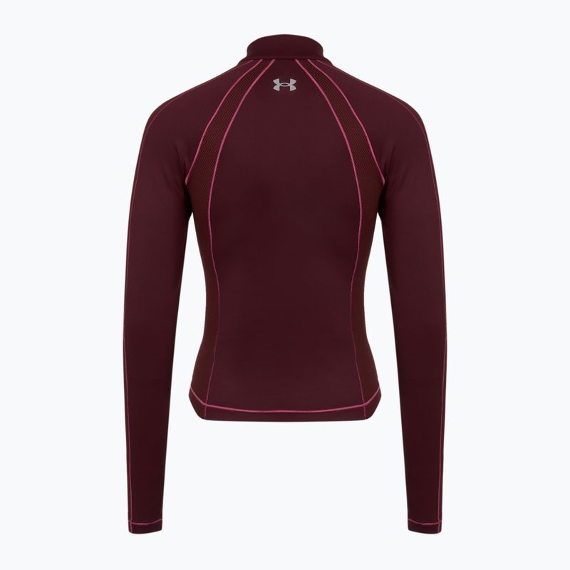Pánské tričko Under Armour ColdGear Textured 1/2 Zip dark maroon/fuchsia dusk/metallic silver 2