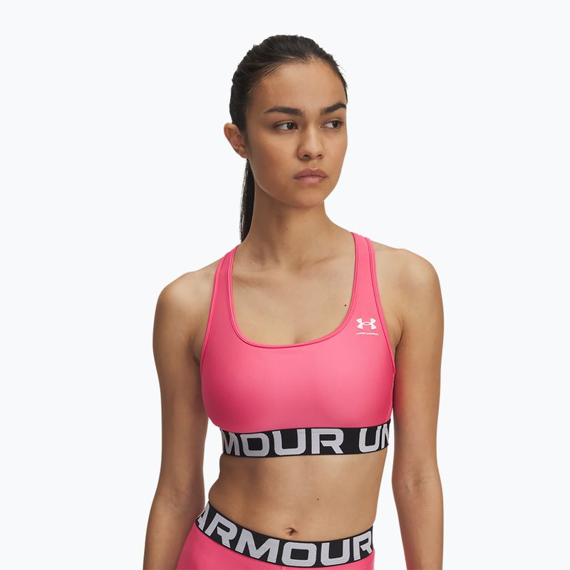 Tréninková podprsenka Under Armour HG Authentics Mid Branded super pink/white