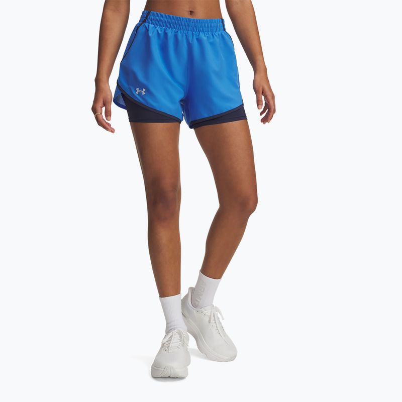 Dámské běžecké kraťasy Under Armour Fly By 2in1 blue atlantis/washed navy/reflective