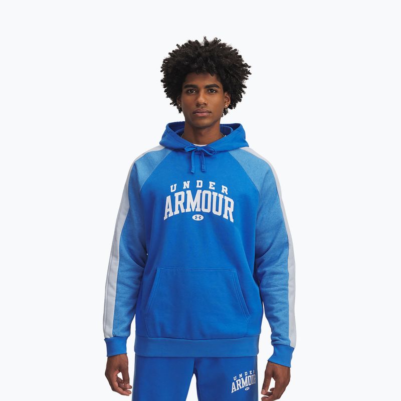 Pánská mikina Under Armour Rival Fleece Colorblock Hoodie blue atlantis/white