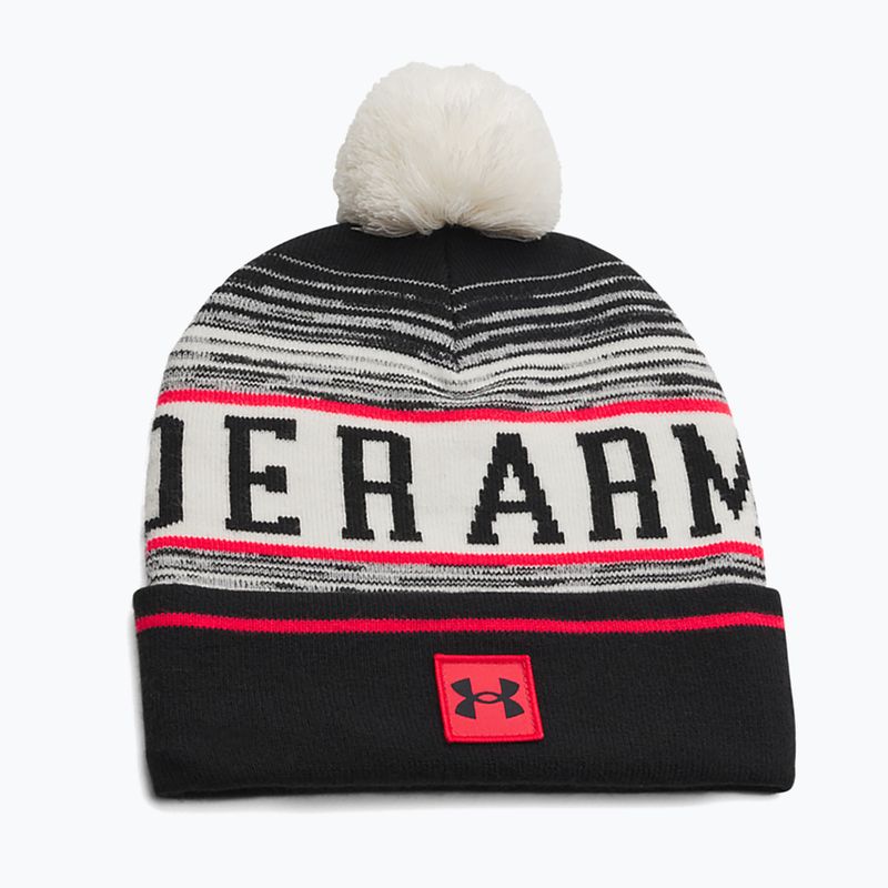 Pánská zimní čepice Under Armour Halftime Pom Beanie stone/racer red/black