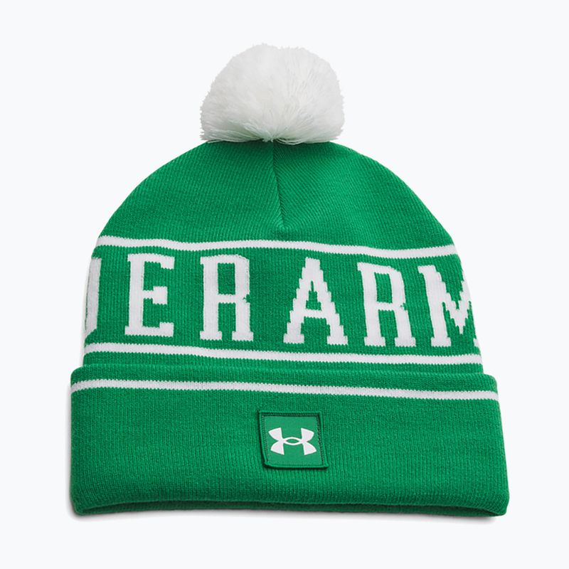 Pánská zimní čepice Under Armour Halftime Pom Beanie team kelly green/white/white