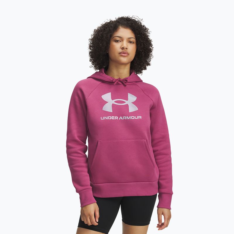 Dámská mikina Under Armour Rival Feelce Shimmer Hoody fuchsie dusk/irisdescent
