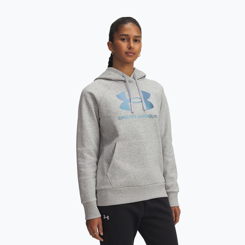 Dámská mikina Under Armour Rival Feelce Shimmer Hoody mod gray light heather/iridescent