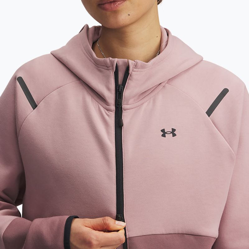 Dámská mikina Under Armour Unstoppable Fleece HZ tourmaline pink/maroon mist/black 3
