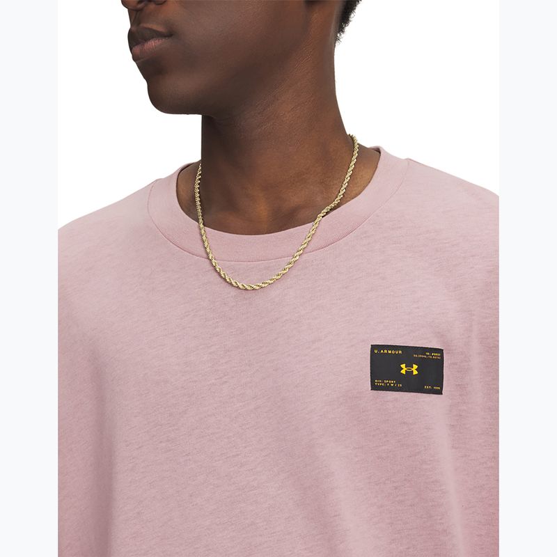Pánská tričko Under Armour Woven Label Heavyweight tourmaline pink/black 3