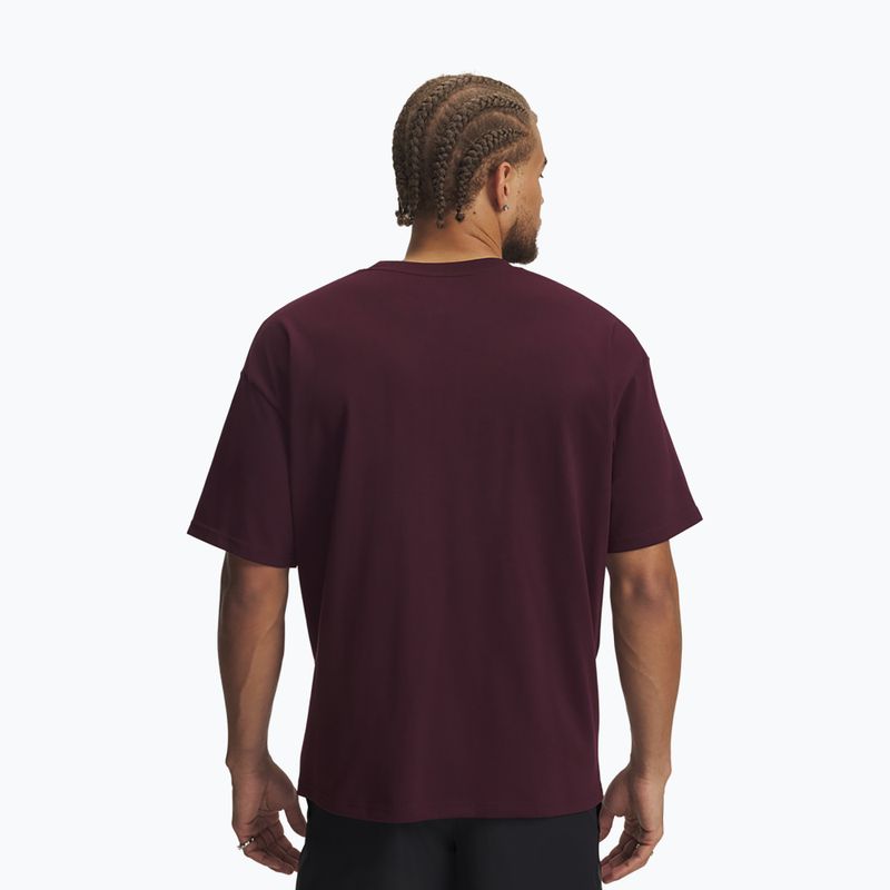 Pánské tričko Under Armour Logo Heayweight dark maroon/white 2