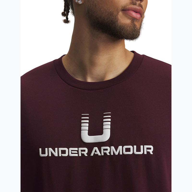 Pánské tričko Under Armour Logo Heayweight dark maroon/white 3