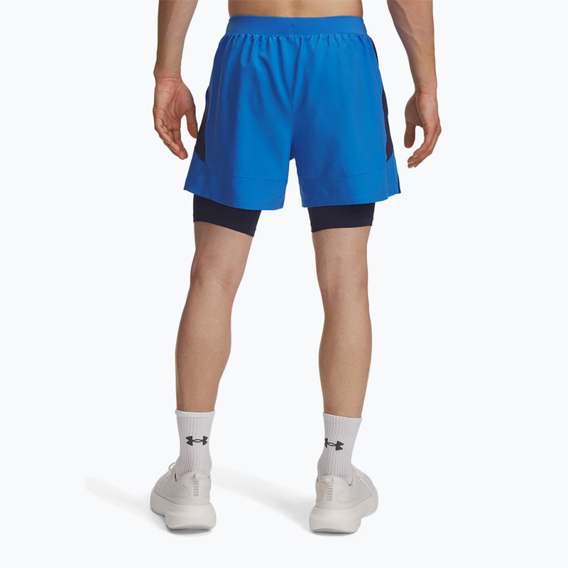 Pánské běžecké šortky Under Armour Launch 5" 2in1 blue atlantis/washed navy/reflective 3