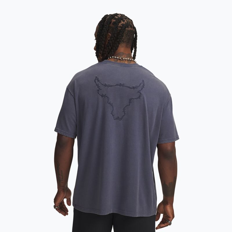 Pánské tričko na lezení Under Armour Project Rock Q3 ST Graphic downpour gray/white 2