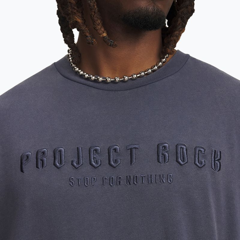 Pánské tričko na lezení Under Armour Project Rock Q3 ST Graphic downpour gray/white 3