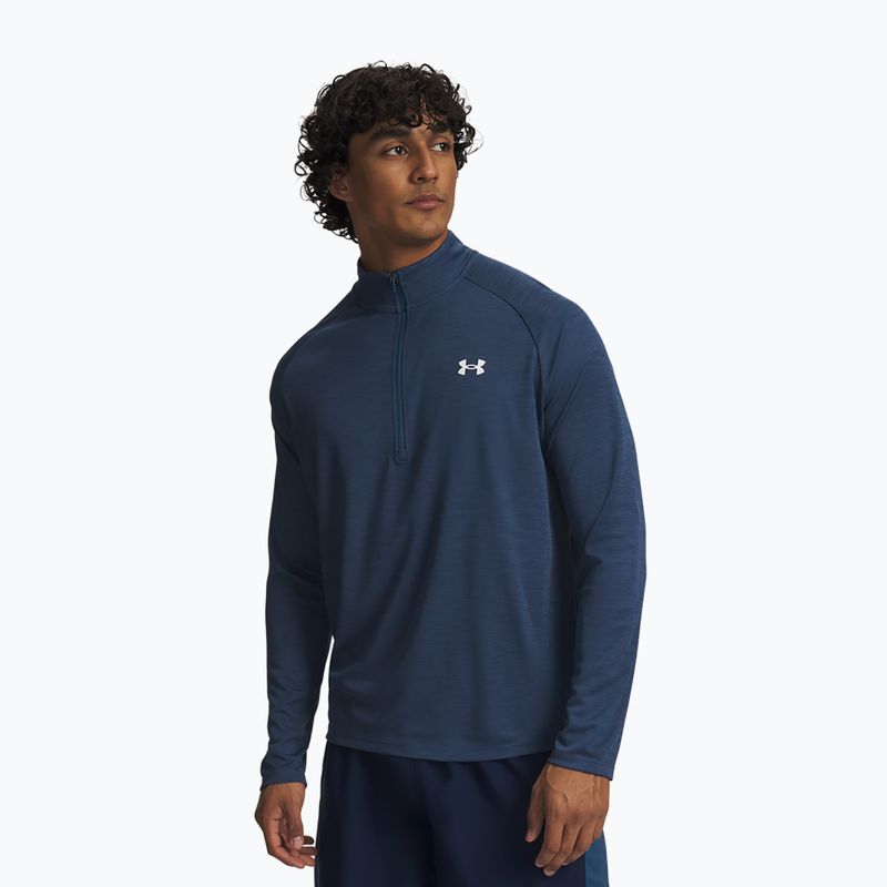 Pánské tričko longsleeve Under Armour Tech Textured 1/2 Zip wham blue/white