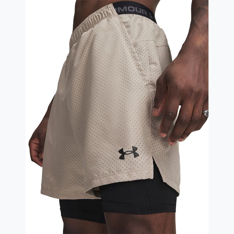 Pánské tréninkové šortky Under Armour Vanish Woven 2.0 2IN1 Shorts timberwolf taupe/black 4
