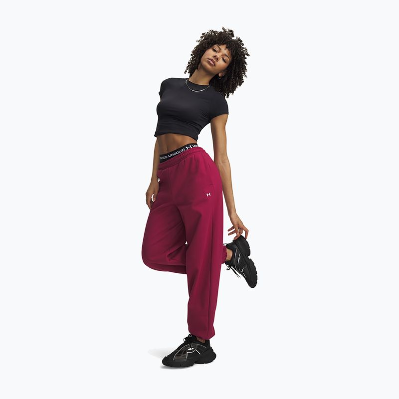 Dámské kalhoty Under Armour Icon Fleece Gym Pant claret/white 2
