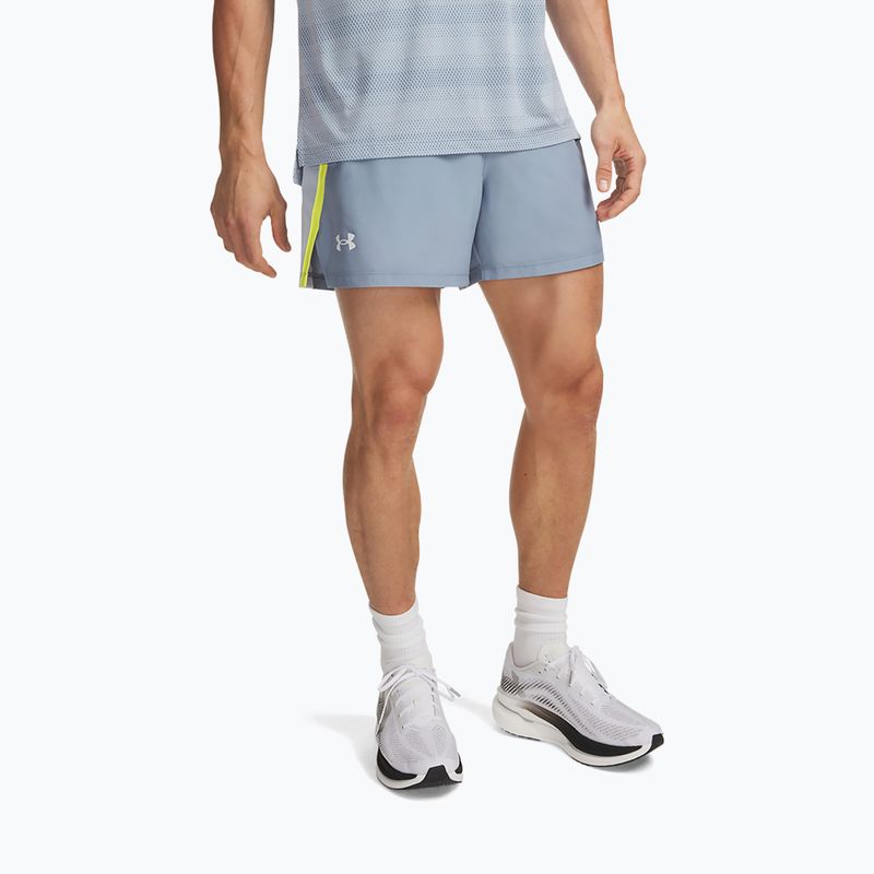 Pánské běžecké šortky Under Armour Launch 5" Shorts blue wind/flash light/reflective