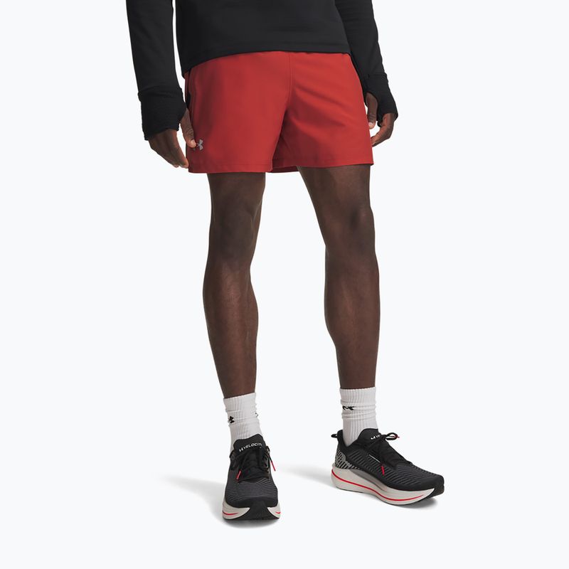 Pánské běžecké šortky Under Armour Launch 5" Shorts heritage red/black/reflective