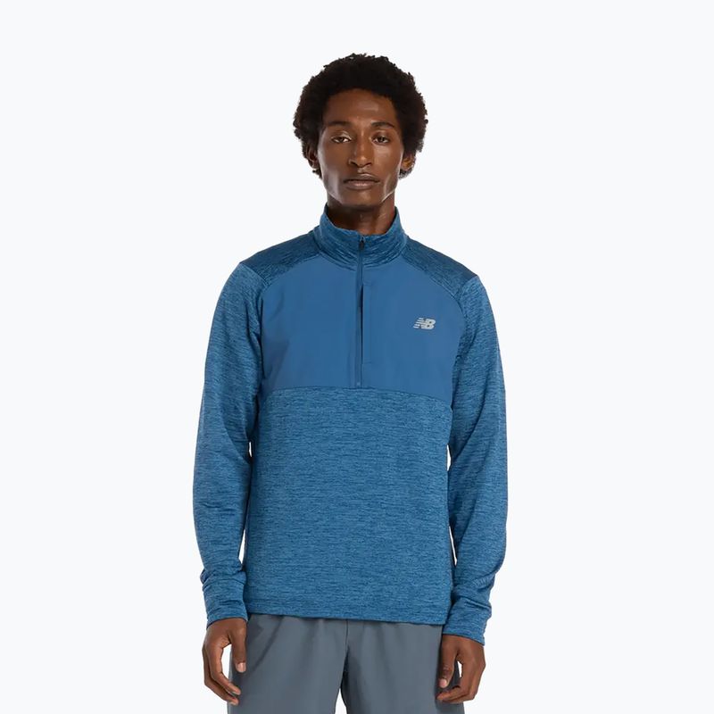 Pánské běžecké tričko Longsleeve New Balance Athletics Heat Grid 1/2 Zip dark shoreline
