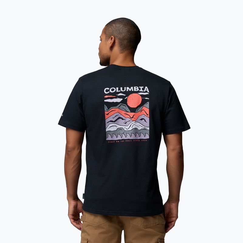 Pánské trekové tričko Columbia Explorers Canyon Back black/peaks and waves 3
