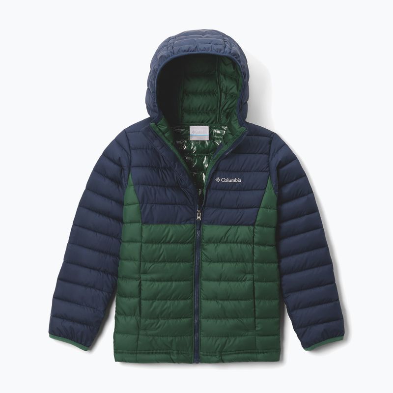 Dětská bunda Columbia Powder Lite II Hooded rain forest/collegiate navy 8