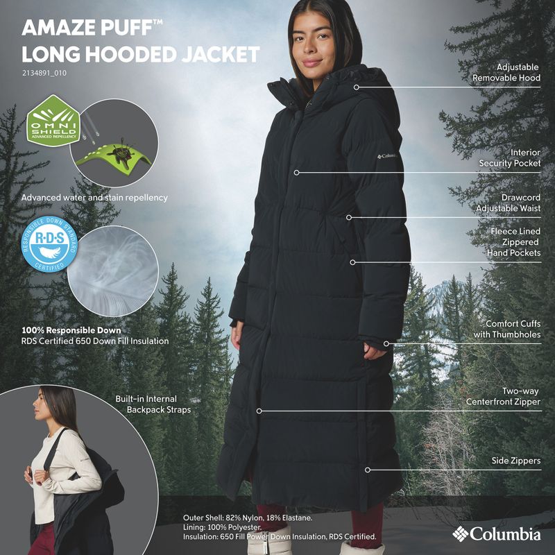 Dámský péřový kabát Columbia Amaze Puff Long Hooded black 19