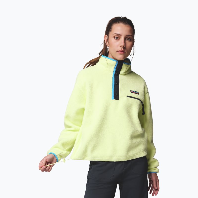 Dámská fleecová mikina Columbia Helvetia II Cropped Half Snap Fleece citron haze/black/compass blue 5