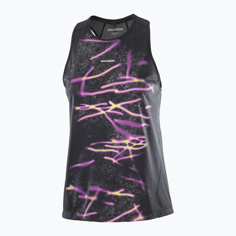 Dámské běžecké tričko Salomon Shakeout Core Tank GFX deep black 4