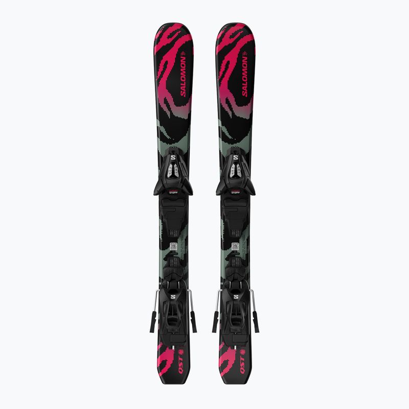 Dětské sjezdové lyže + vázání Salomon QST Jr Black XS + C5 GW black/neon punch 2