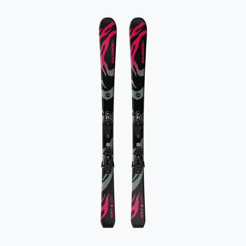 Dětské sjezdové lyže + vázání Salomon QST Jr Black S + C5 GW black/neon punch