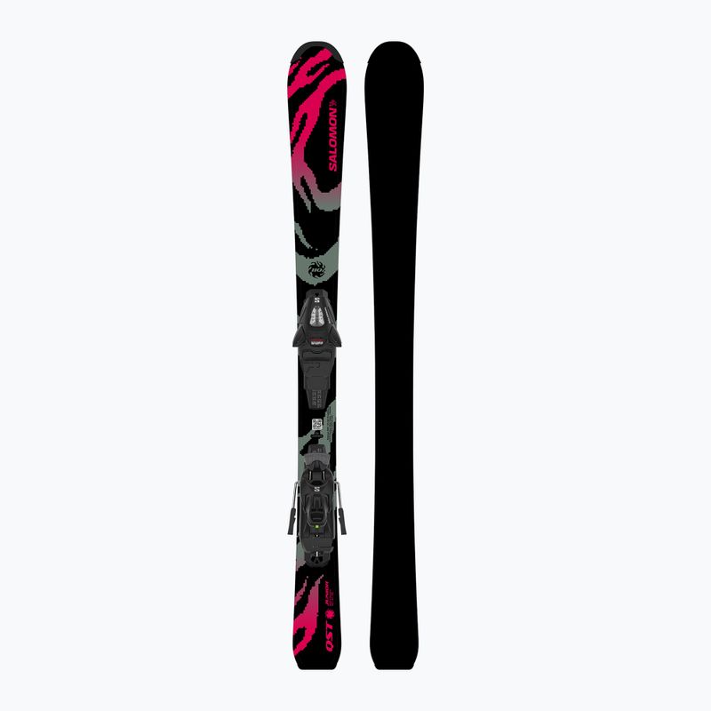 Dětské sjezdové lyže + vázání Salomon QST Jr Black S + C5 GW black/neon punch 3